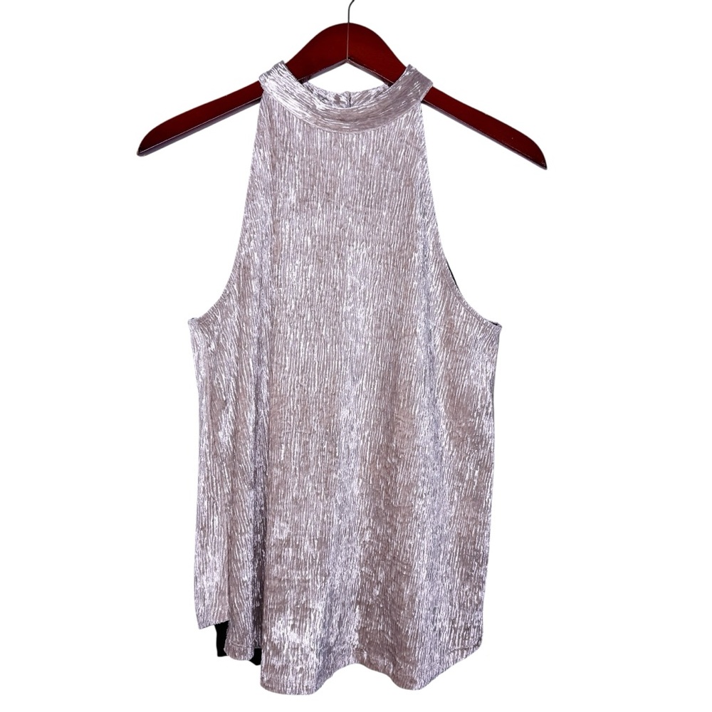THML NWT Halter Sleeveless Top with Sheer Back Size Small in Velvet Metallic